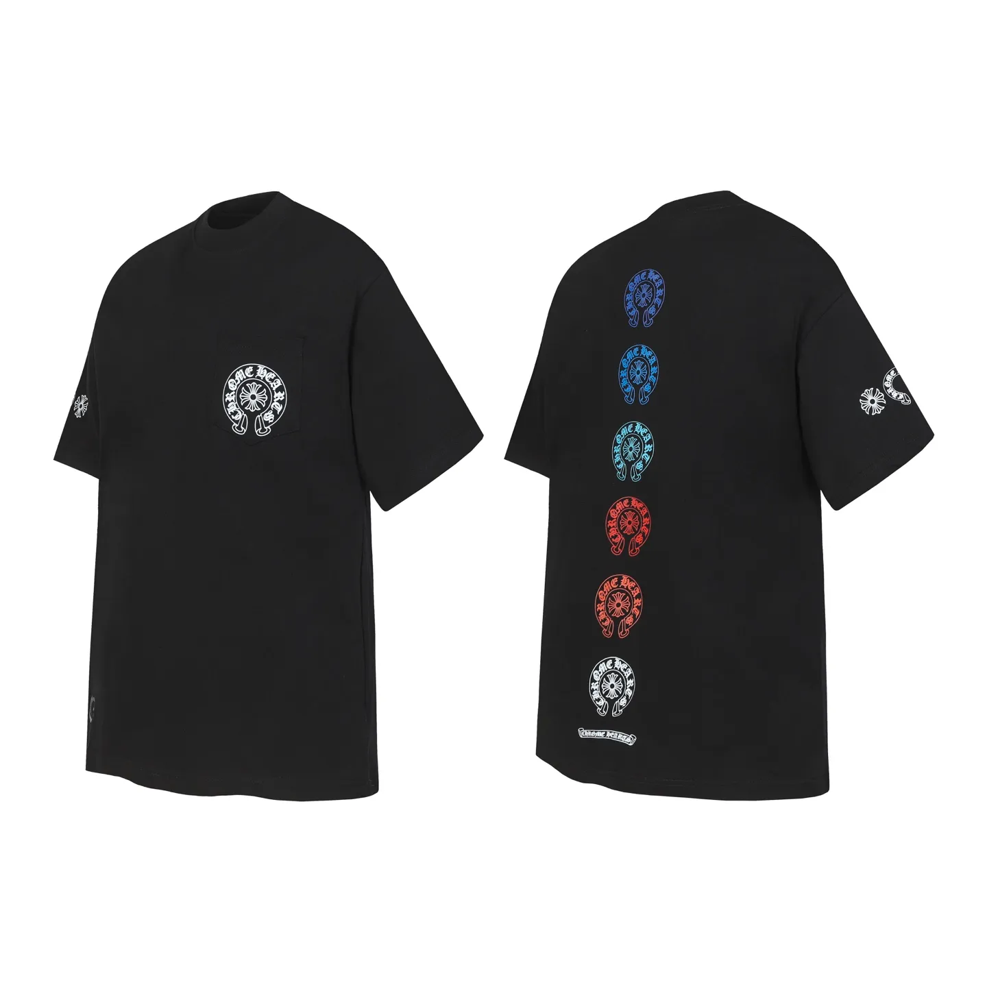 P160 Chrome Hearts CH Chrome Hearts Colorful Horseshoe Sanskrit Letter Printed Short Sleeve T-shirt Uses direct injection imported machine printing Hardware and accessories are milled and customized Correct configuration Black 2025 Chrome Hearts authentic packaging 260 grams of custom-dyed double yarn cotton Large version Loose and stylish Differentiated from low version slim and long version The upper body stretches the hips 100% commitment: top quality Not fast food The highest version on the market Top quality - different from the ordinary versions on the market If you care about quality, you should also respect the price. Absolutely 0 after-sales service and 0 return rate so far. It’s hard not to love the style - 260g double yarn cotton custom dyed fabric - Correct high-density main mark, washed tag, hand-sewn